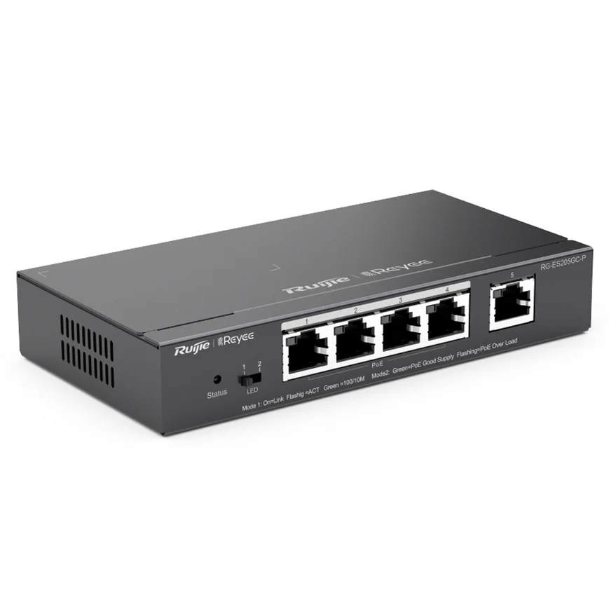 Ruijie Reyee 4 Port PoE 54w Gigabit Managed Desktop Switch — alternate view